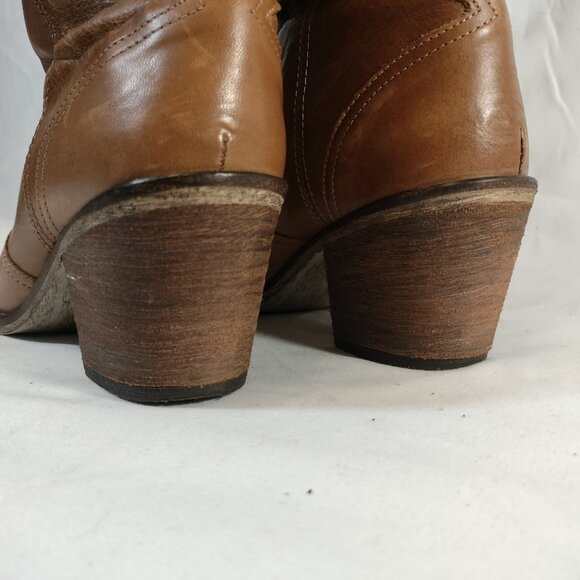 Steve Madden Cognac Leather Slouchy Cowboy Boots - Picture 6 of 9